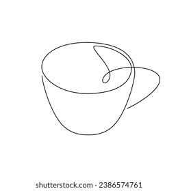 Dibujo continuo de una línea. Té vectorial taza de café. Ilustración dibujada a mano. Icono lineal de bebida caliente. Mínima impresión de contorno, banner, tarjeta, folleto, logotipo del producto, menú, signo, símbolo. Creado por mí mismo.