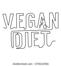 one line continuous drawing vegan diet words