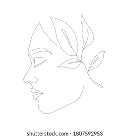 One line continuous drawing of woman face. continuous line drawing. Logo, icon, label. Vector Portrait of a female. For Beauty Concept, t-Shirt Print, postcard, poster - Shutterstock ID 1807592953