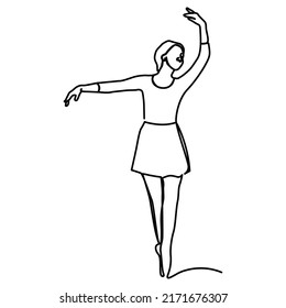 one line continuous drawing of woman short hair dancing ballet