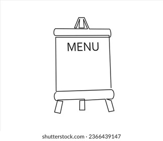 One line continuous drawing of wooden menu board. Blackboard mock up for coffee shop, restaurant menu sign background