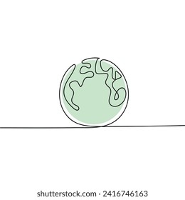 One line continuous drawing of world environment day icon earth globe vector illustration 