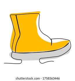 one line continuous drawing a yellow boot shoe