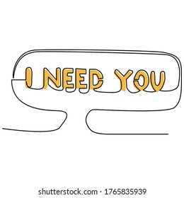 one line continuous drawing yellow i need you