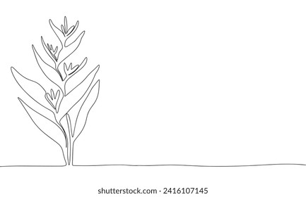 One line continuous flower. Line art abstract flowers isolated on white background. Hand drawn vector art.