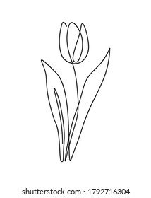 Una línea continua de flor, arte de dibujo de una sola línea, hojas tropicales, planta botánica aislada, diseño de arte simple, línea abstracta, vector para marco, diseño de moda, imágenes web, empaque