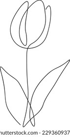 One line continuous flower, single line drawing art, flower art, botanical flower isolated, simple art design, abstract line, vector