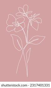 Flor continua de una línea, arte de dibujo de una sola línea, arte floral, flor botánica aislada, diseño de arte simple, línea abstracta, vector