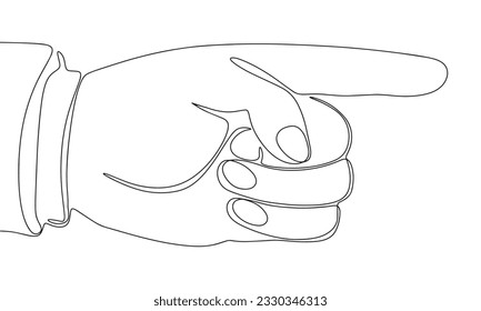 One line continuous forefinger. Business concept banner in line art hand drawing style. Outline vector illustration.