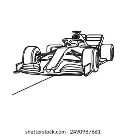 one line continuous Formula F1 racing car sport vector illustration template design