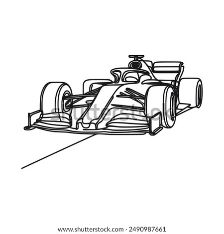 one line continuous Formula F1 racing car sport vector illustration template design