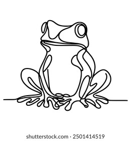 one line continuous frog animal vector illustration template design