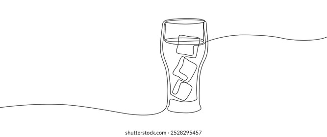 One line continuous glass of cola ice symbol concept. Silhouette of cold sparkling sugar drink lemonade technology icon.Continuous line drawing eps 10