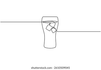 One line continuous glass of cola ice symbol concept, Vector abstract continuous one single simple line drawing icon of fresh cold cocktail in silhouette sketch.