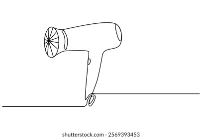 One line continuous hairdryer hairdresser symbol concept, Hair Dryer continuous line art, Single one line drawing hair dryer. Electric Home Appliance