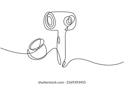 One line continuous hairdryer hairdresser symbol concept, Hair Dryer continuous line art, Single one line drawing hair dryer. Electric Home Appliance