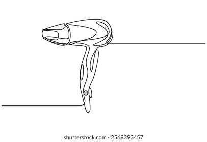 One line continuous hairdryer hairdresser symbol concept, Hair Dryer continuous line art, Single one line drawing hair dryer. Electric Home Appliance