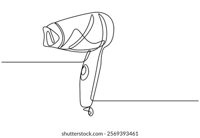 One line continuous hairdryer hairdresser symbol concept, Hair Dryer continuous line art, Single one line drawing hair dryer. Electric Home Appliance