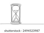 One line continuous hourglass. Line art hourglass outline. Hourglass one line continuous vector illustration. Hand drawn hourglass outline silhouette.