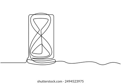 Eine Zeile durchgehendes Sanduhr. Umriss der Sanduhr von Line Art. Sanduhr-Vektorillustration mit einer Zeile. Handgezeichnete Sanduhr Umriss Silhouette.