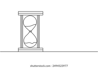 Un reloj de arena continuo de línea. Línea de arte contorno de reloj de arena. Reloj de arena de una línea de Ilustración vectorial continua. Silueta de contorno de reloj de arena dibujado a mano.