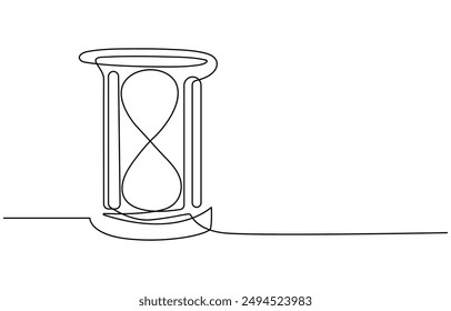 Un reloj de arena continuo de línea. Línea de arte contorno de reloj de arena. Reloj de arena de una línea de Ilustración vectorial continua. Silueta de contorno de reloj de arena dibujado a mano.