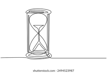 One line continuous hourglass. Line art hourglass outline. Hourglass one line continuous vector illustration. Hand drawn hourglass outline silhouette.