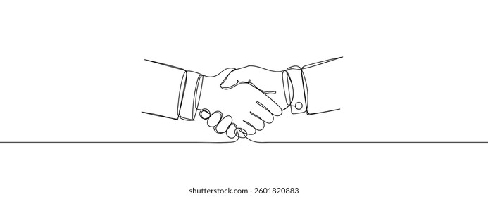 One line, continuous, join hands, join business line art vector business illustration with transparent background.