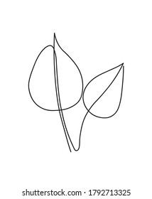 One line continuous of leaves, single line drawing art, tropical leaves,  botanical leaf isolated, simple art design, abstract line, vector