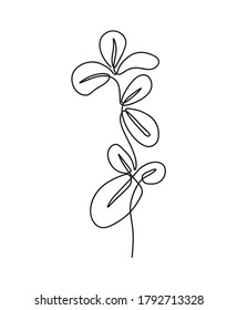One line continuous of leaves, single line drawing art, tropical leaves,  botanical leaf isolated, simple art design, abstract line, vector