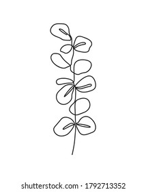 One line continuous of leaves, single line drawing art, tropical leaves,  botanical leaf isolated, simple art design, abstract line, vector