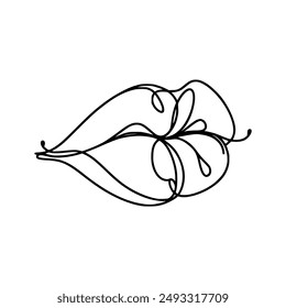 one line continuous lips part vector illustration template design