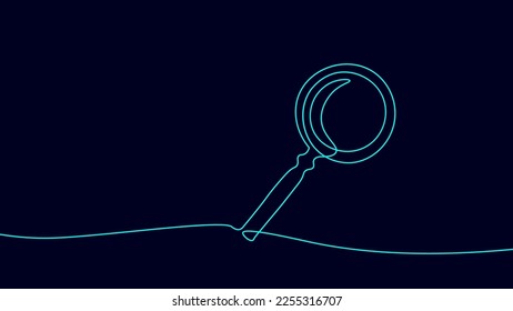 One line continuous magnifier symbol concept. Internet search find in page web data analysis. Digital white single line sketch drawing vector illustration