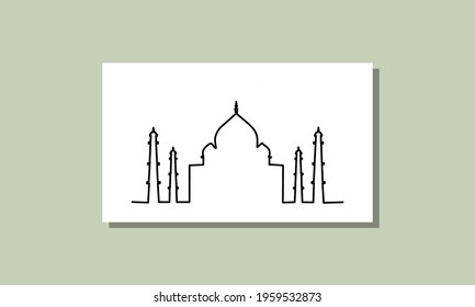 one line , continuous line mosque , ramadhan feast 