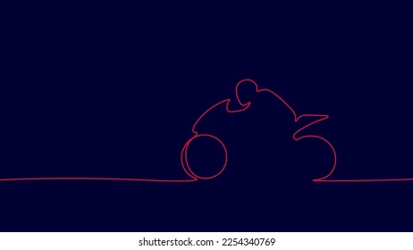 One line continuous motocross rider motorbike symbol concept. Motosport biker speed racing fast track. Digital white single line sketch drawing vector illustration