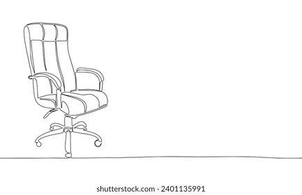 One line continuous office chair. Line art outline office chair. Hand drawn vector art.