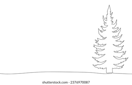 One line continuous pine tree. Line art Christmas tree. Vector illustration.
