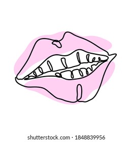 Eine Zeile dauernd rosa sexy Lippen. Zeitgenössische Illustration für Ihre Ware