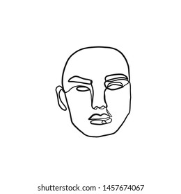 One line continuous portrait of a model girl or woman. Modern minimalism art. Beauty concept. Female face silhouette hand drawn in graphic style. 