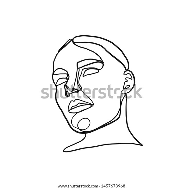 One Line Continuous Portrait Model Girl Stock Vector (Royalty Free ...