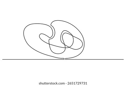 Um conceito de símbolo de padaria de pretzel contínuo de linha. Silhueta pão salgado ícone de lanche alemão. Digital branco linha única esboço desenho vetor ilustração