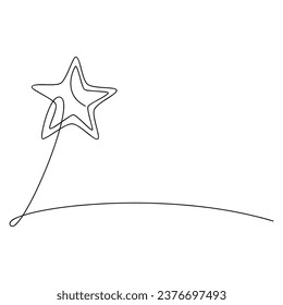 One line continuous star vector. Abstract linear icon. Minimal illustration. Hand drawn silhouette, graphic design, print, banner, card, poster, sign, symbol, logo, Christmas ornament, holiday decor.