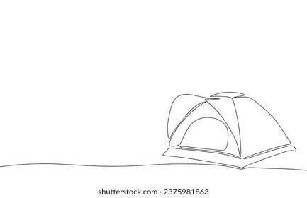 Una línea de carpa continua. Esquema de tienda de arte de línea. Ilustración vectorial. 