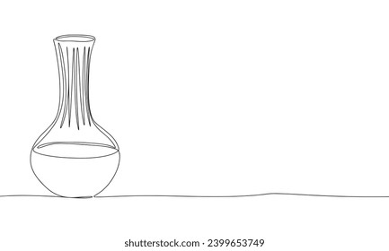 One line continuous vase. Line art modern vase outline. Hand drawn vector art.