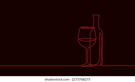 One line continuous vine bottle flass symbol concept. Silhouette of alcoholic drink vermouth. Digital white single line sketch drawing vector illustration