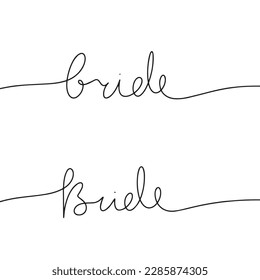 Una línea de novia contínua. Escritura a mano de líneas, ilustración caligráfica.