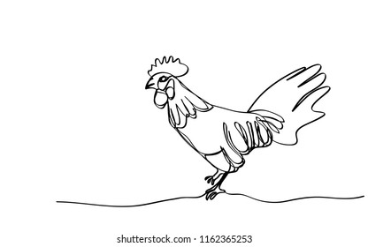 one line contour drawing of  chicken  vector eps.10