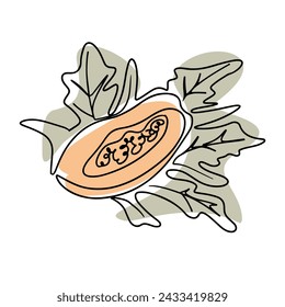 One line contour sack with lemons in boho style. Mid century modern design for prints, poster, cover and wallpaper. Botanical vintage retro drawing. Outline line composition isolated