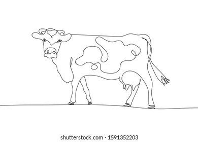 One line cow design silhouette.Hand drawn minimalism style vector illustration.