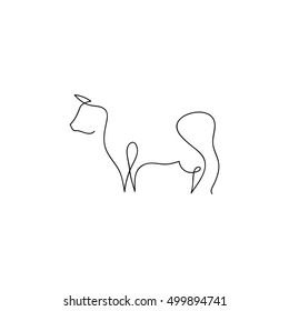 One line cow design silhouette.Hand drawn minimalism style vector illustration